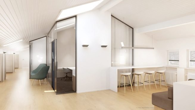 mhp | Architekten Innenarchitekten: Rendering Bürogebäude München