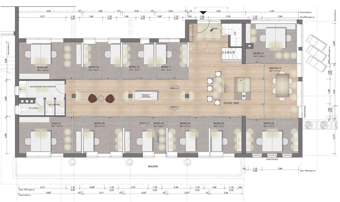 mhp | Architekten Innenarchitekten: Grundriss Bürogebäude München