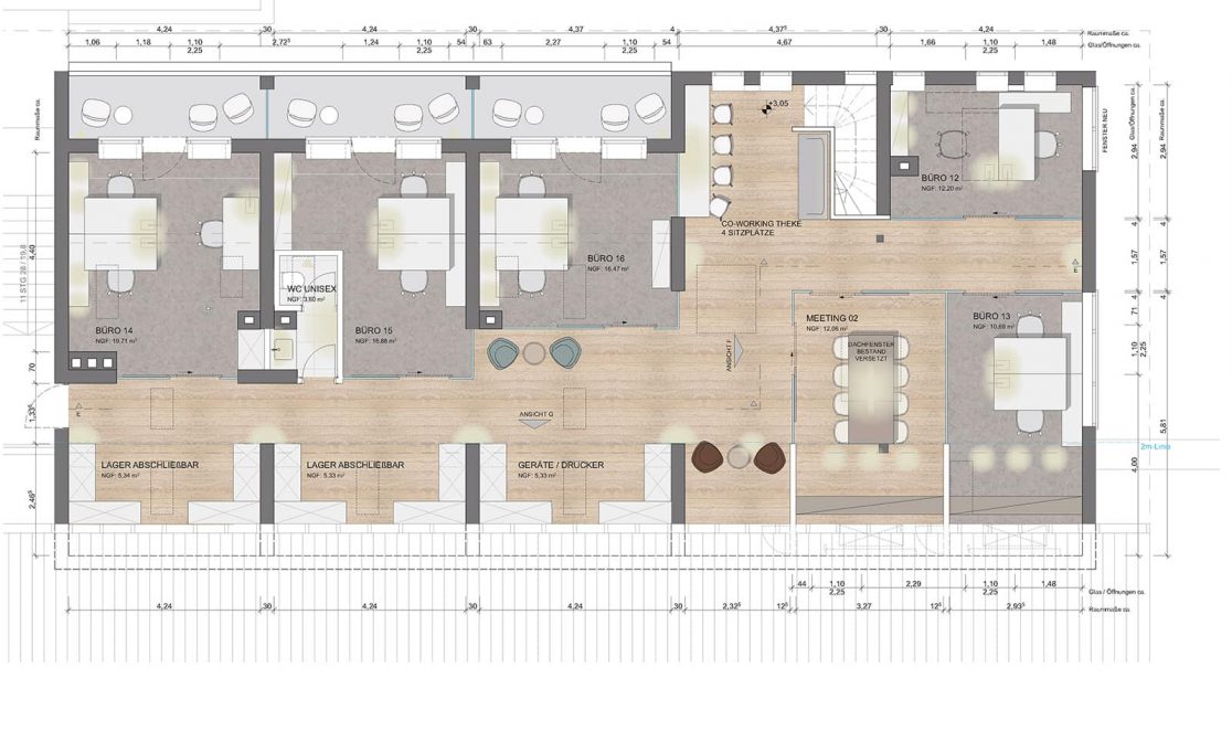 mhp | Architekten Innenarchitekten: Grundriss Bürogebäude München