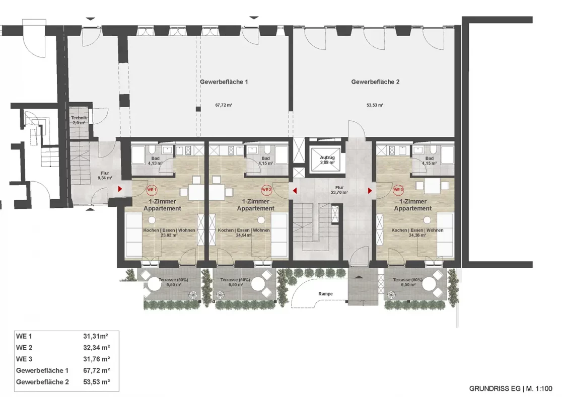 Grundriss Marktplatz Massing 1.EG